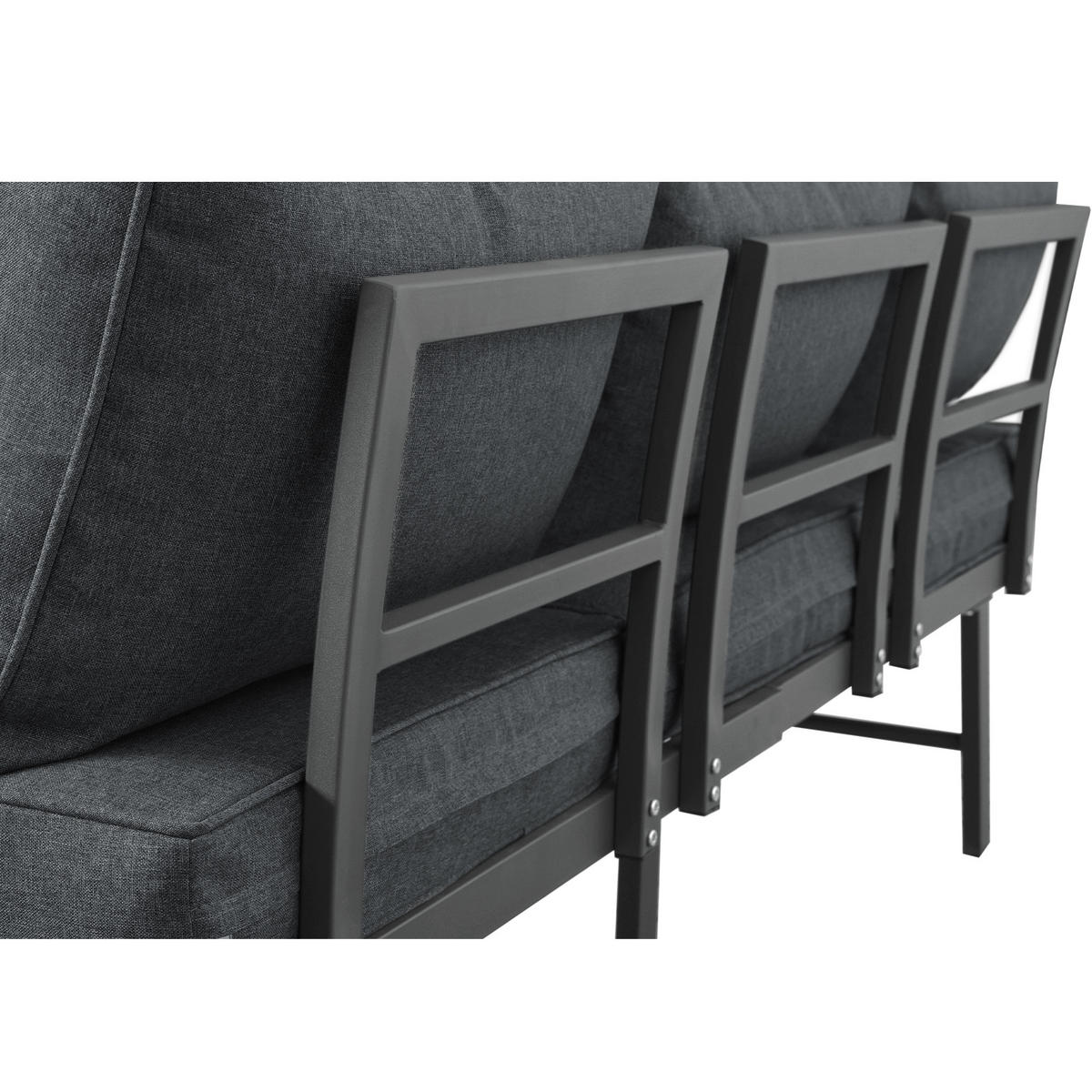 LOUNGESET 5-6 Personen Grau 2x 3-Sitzer 1 Tisch - Grau, Metall - FLIEKS