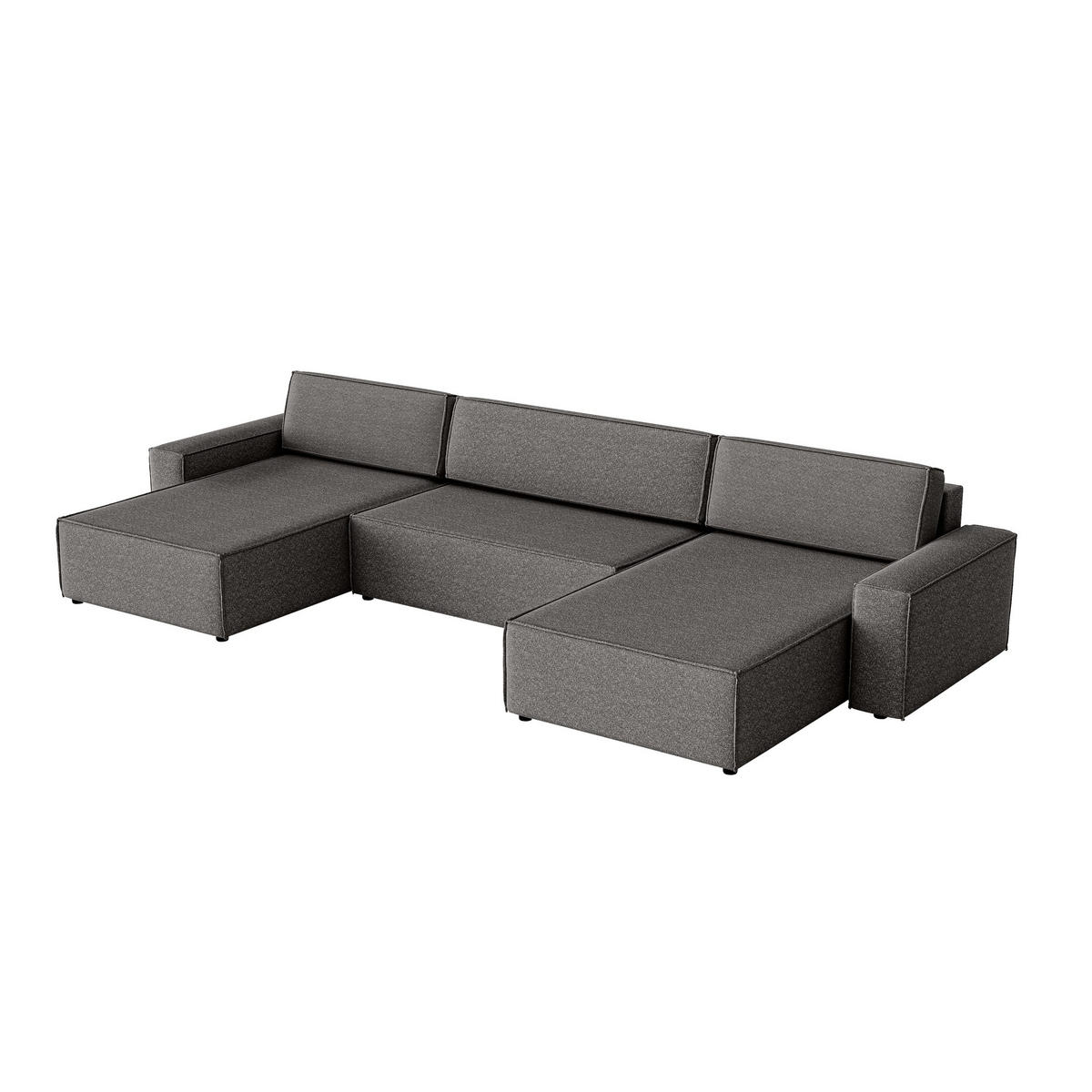 WOHNLANDSCHAFT Lummo U mit Schlaffunktion, Graphit - Graphitfarben, Textil (386/70/185cm) - Fedve