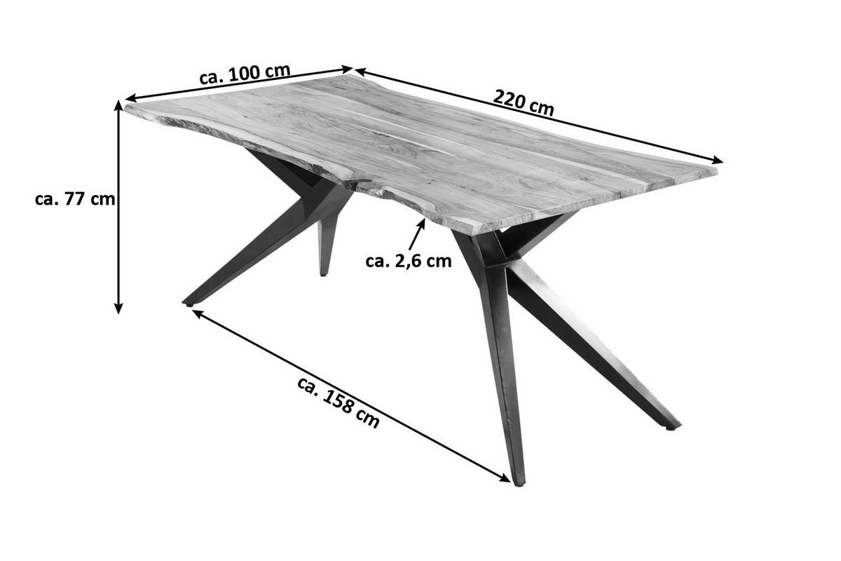 ESSTISCH CONNI - Beige/Schwarz, Holz/Metall (100/220/77cm) - SAM