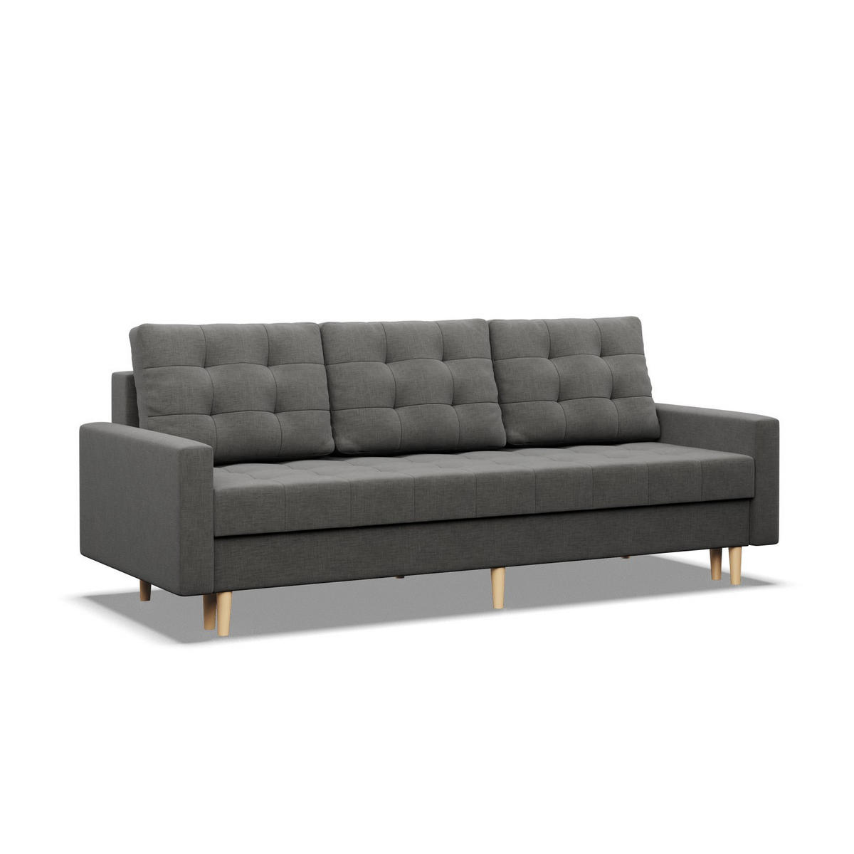SOFA 3-SITZER MIT SCHLAFFUNKTION ELMA, Dunkelgrau - Dunkelgrau, Textil (212/88/92cm)