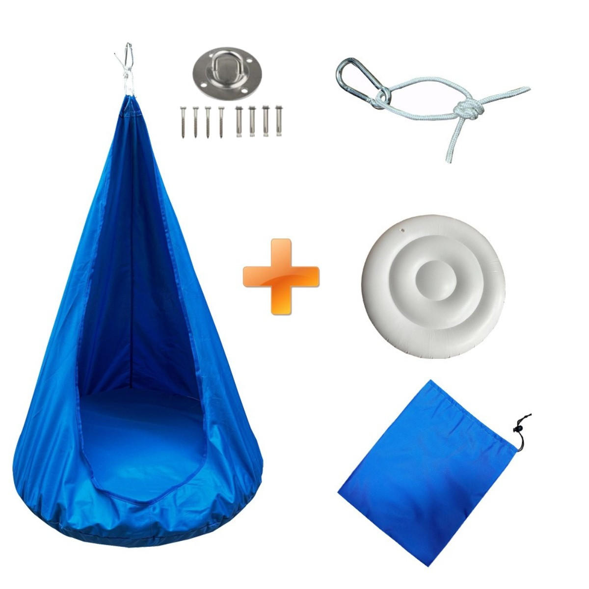 HÄNGESESSEL - Blau 100/100/130 cm - Blau, Textil (100/130/100cm)