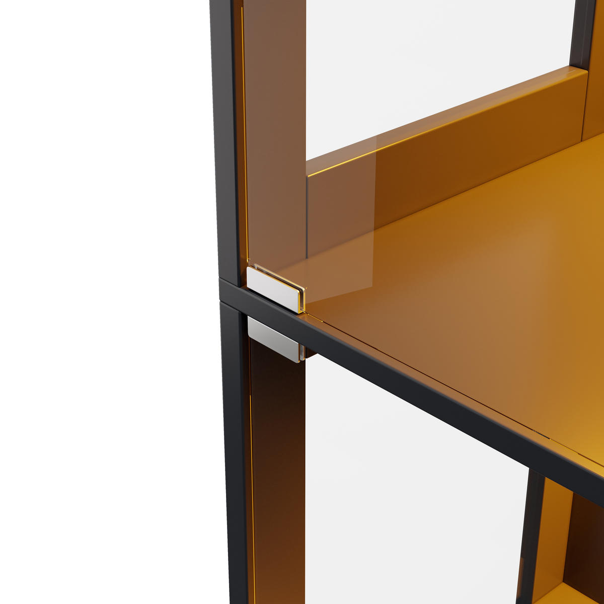 VITRINE mit LED-Beleuchtung, 4 Ebenen, Glasfront, Push-to-Open Türen 80/35/170 cm - Transparent/Schwarz, Glas/Holzwerkstoff (80/170/35cm) - EVRYAE