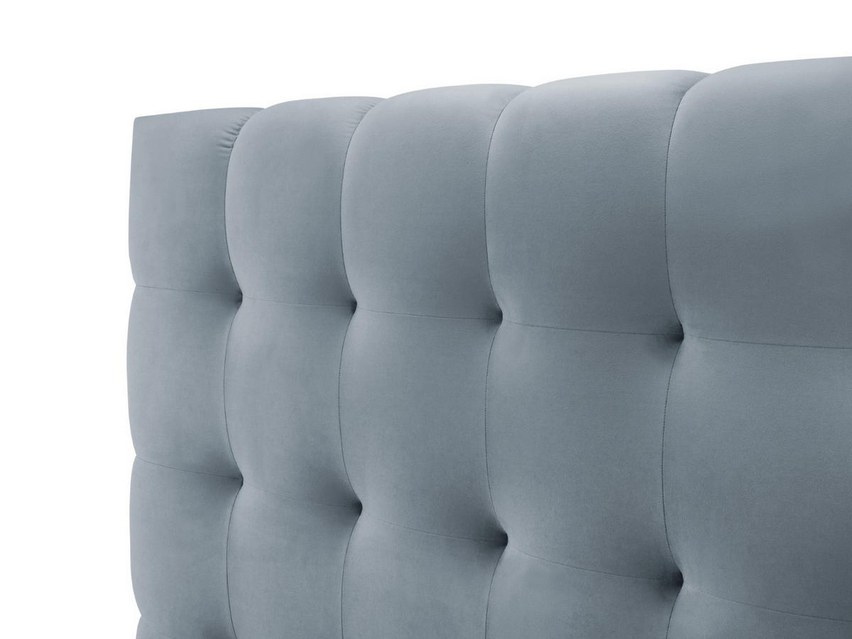 BETT mit Bettkasten und Doppelkopfteil Mamaia aus Samt hellblau 160x200cm - Hellblau, Textil (160/200cm) - Micadoni