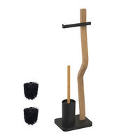 WC Garnitur - Schwarz, Holz/Kunststoff (23/78.5/18cm) - Relaxdays