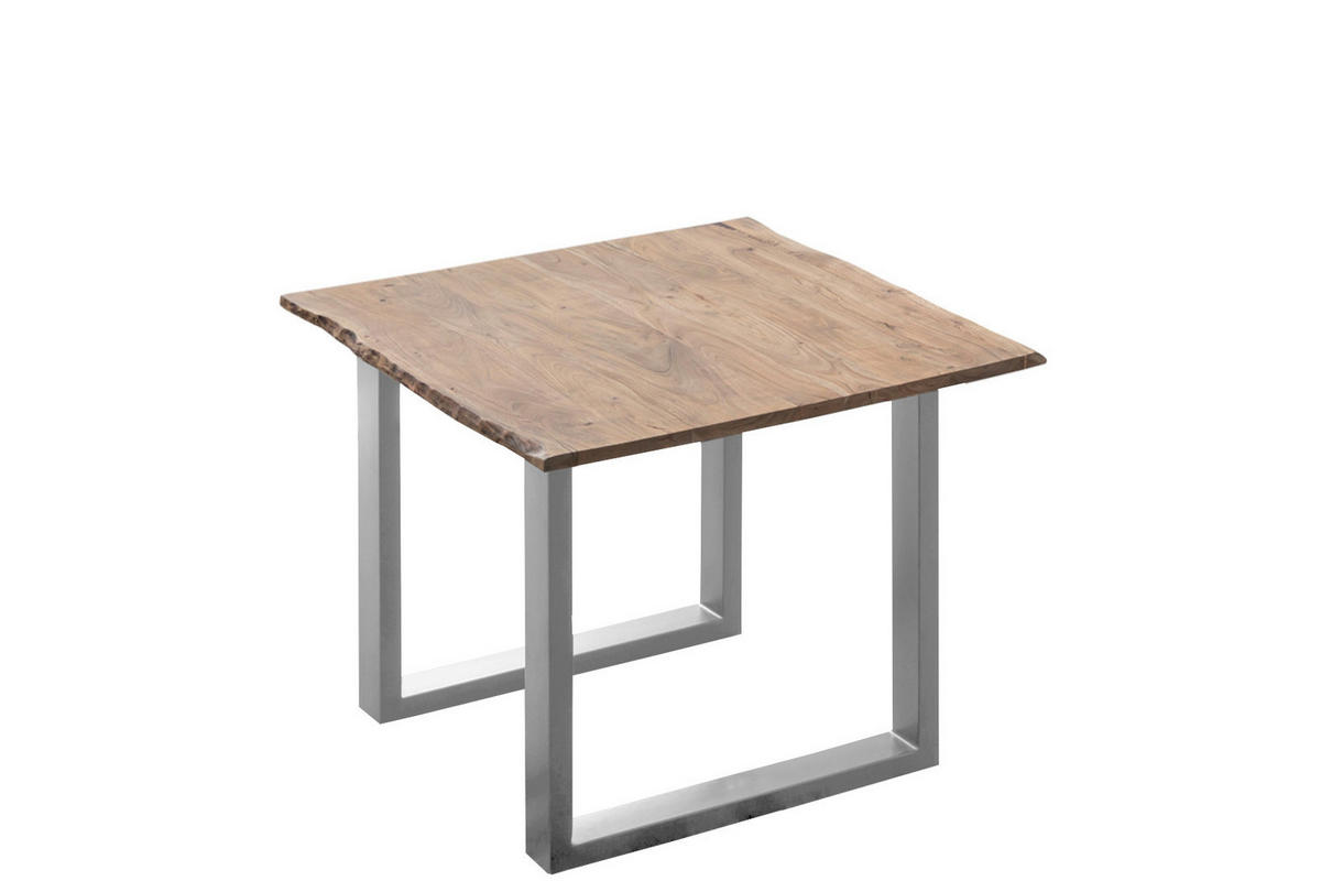 ESSTISCH LAURINA - Beige/Silberfarben, Holz/Metall (90/90/77cm) - SAM