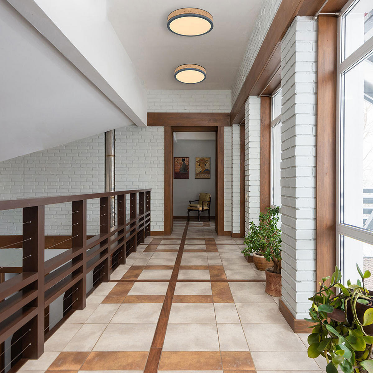 LED DECKENLEUCHTE DORO Braun Metall - Braun, Metall (30/30/8.5cm) - Globo Lighting