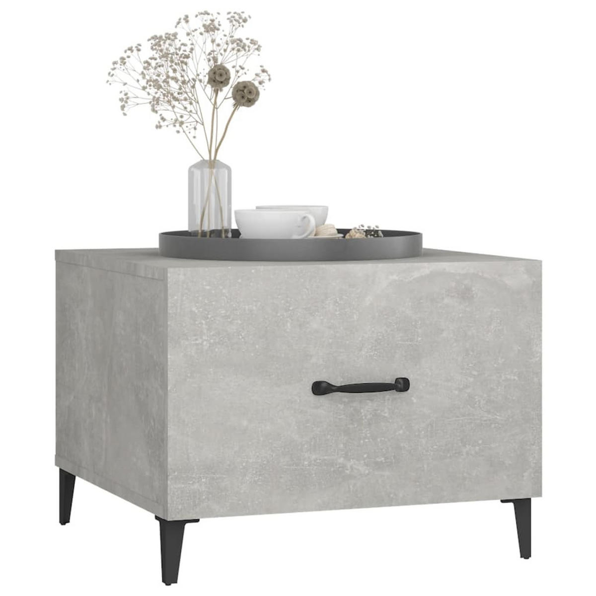 COUCHTISCHE mit Metallbeinen 2 Stk. Betongrau 50x50x40 cm - Grau, Holzwerkstoff (50/50/40cm) - furnicato