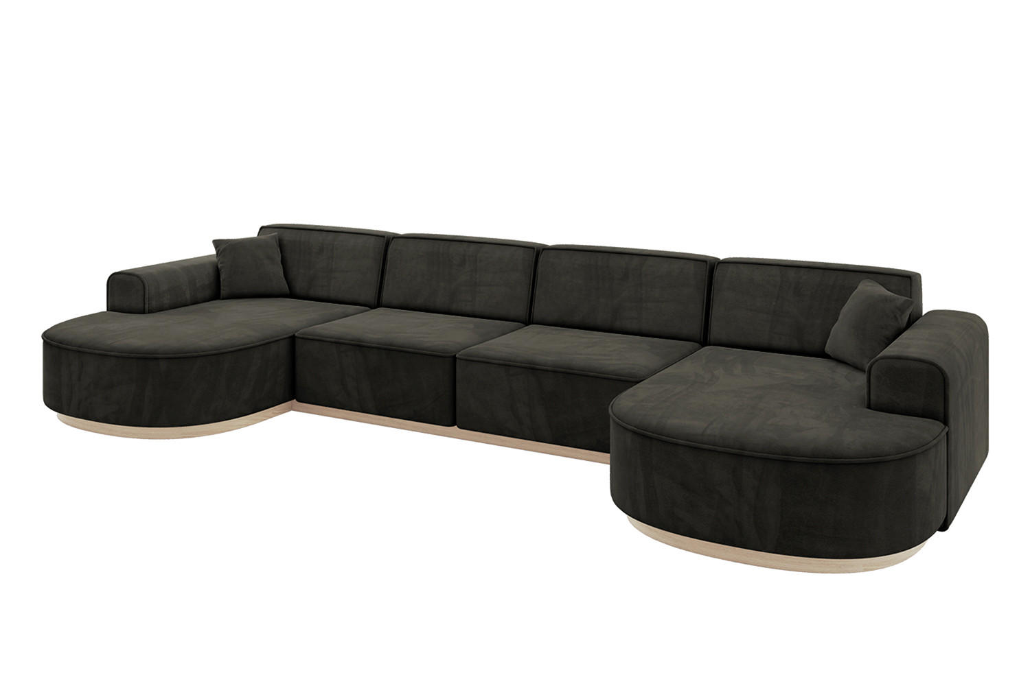 WOHNLANDSCHAFT MARI-U2-v1 - 388x171x83 cm Schwarz Velours - Schwarz, Holzwerkstoff/Textil (388/83/171cm) - ALTDECOR