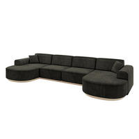 WOHNLANDSCHAFT MARI-U2-v1 - 388x171x83 cm Schwarz Velours - Schwarz, Holzwerkstoff/Textil (388/83/171cm) - ALTDECOR