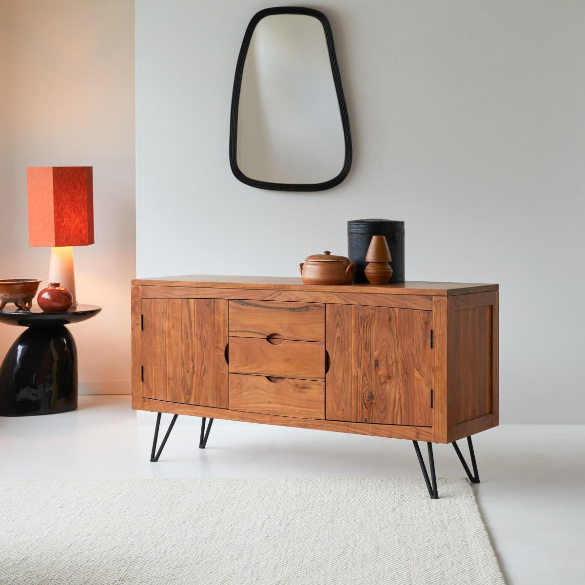 SIDEBOARD Bonnie Braun aus Akazie - Braun, Holz (150/77/45cm) - Tikamoon