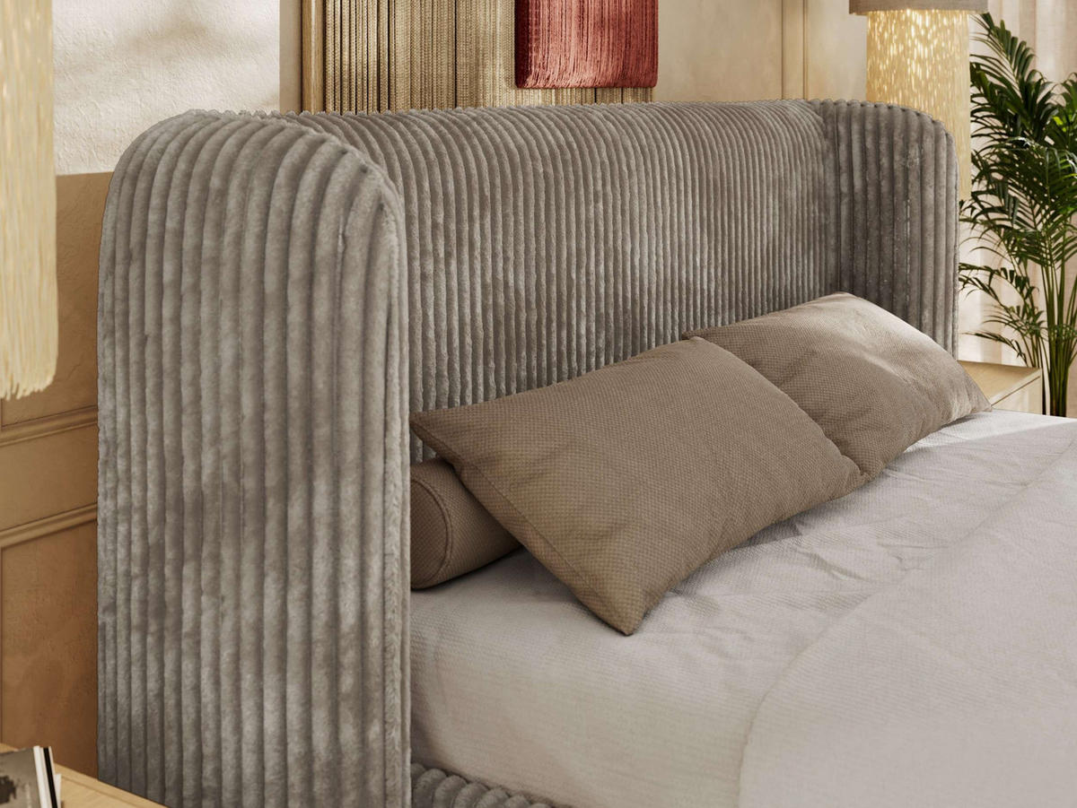 POLSTERBETT EMORA CLASSIC 160/200 - Hellbraun Cord - Multipocket-Matratze - Hellbraun, Textil (160/200cm) - MKS