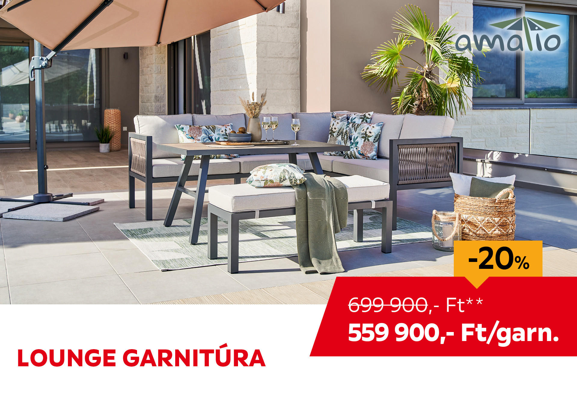 LOUNGE GARNITÚRA Kiemelt termék 699900 Ft.- helyett 559900 Ft.-