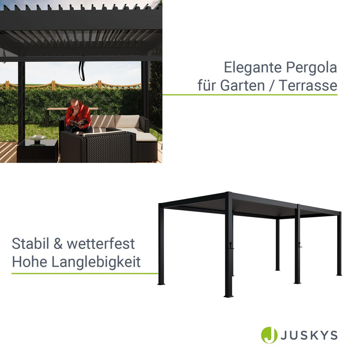 PERGOLA/ LAMELLENDACH Tahiti 3x5,9 m anthrazit - Anthrazit, Metall (590/240/300cm) - Juskys
