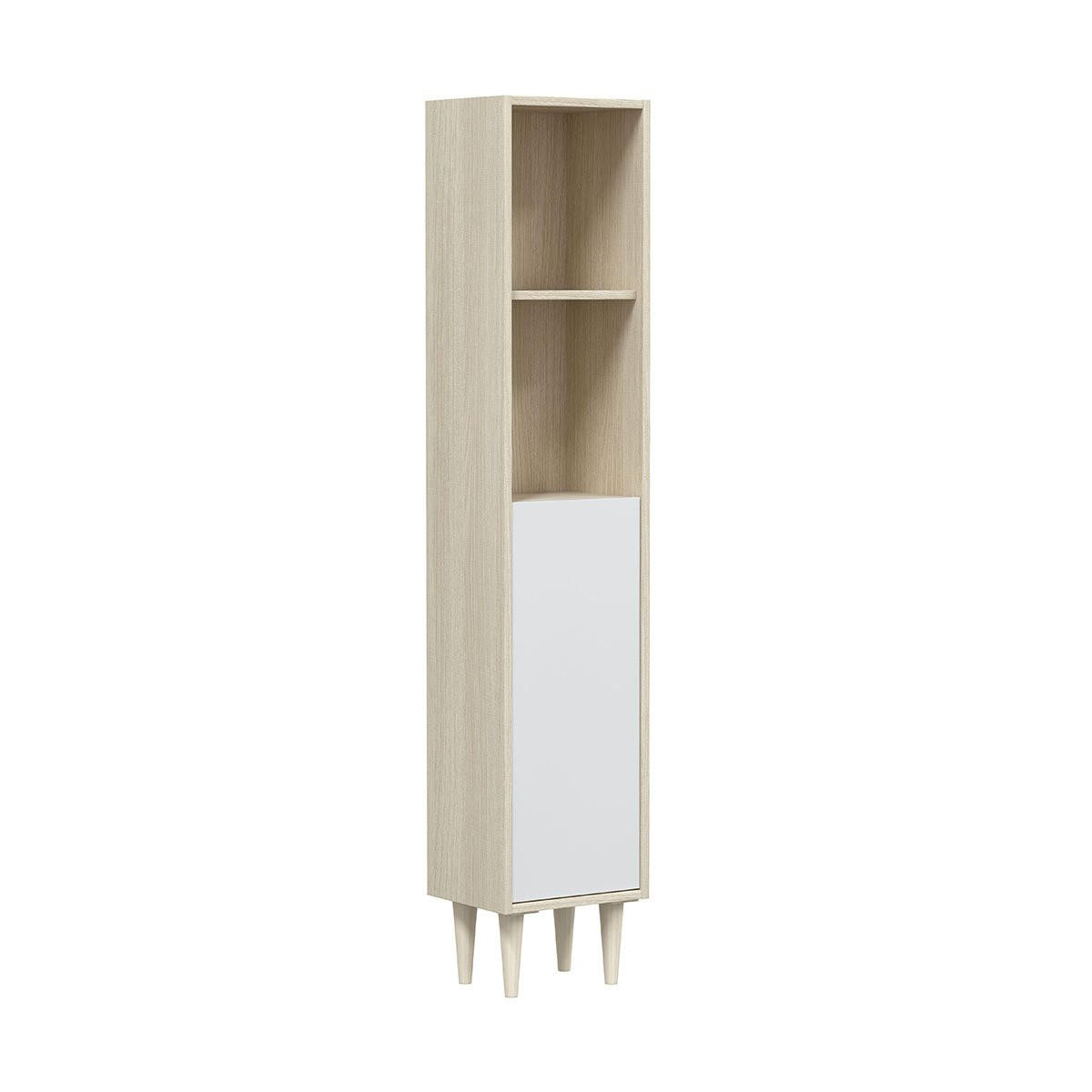 HOCHSCHRANK 1 Tür 2 Nischen H150 cm - Verona - Weiß, Holzwerkstoff (25/150/30cm) - Calicosy