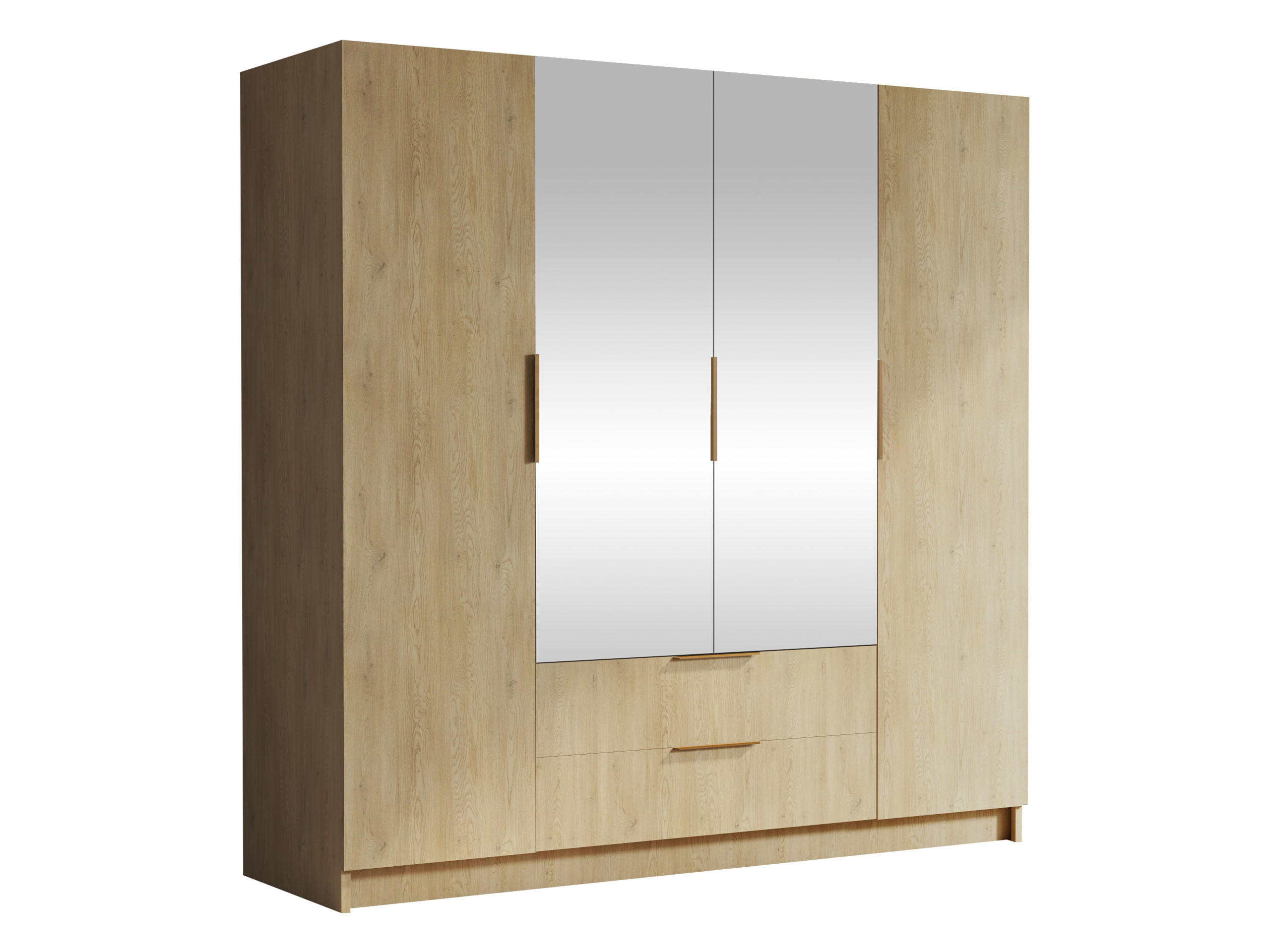 KLEIDERSCHRANK Sofia II - Eichefarben/Goldfarben, Holzwerkstoff/Kunststoff (200/216/60cm) - MIRJAN24