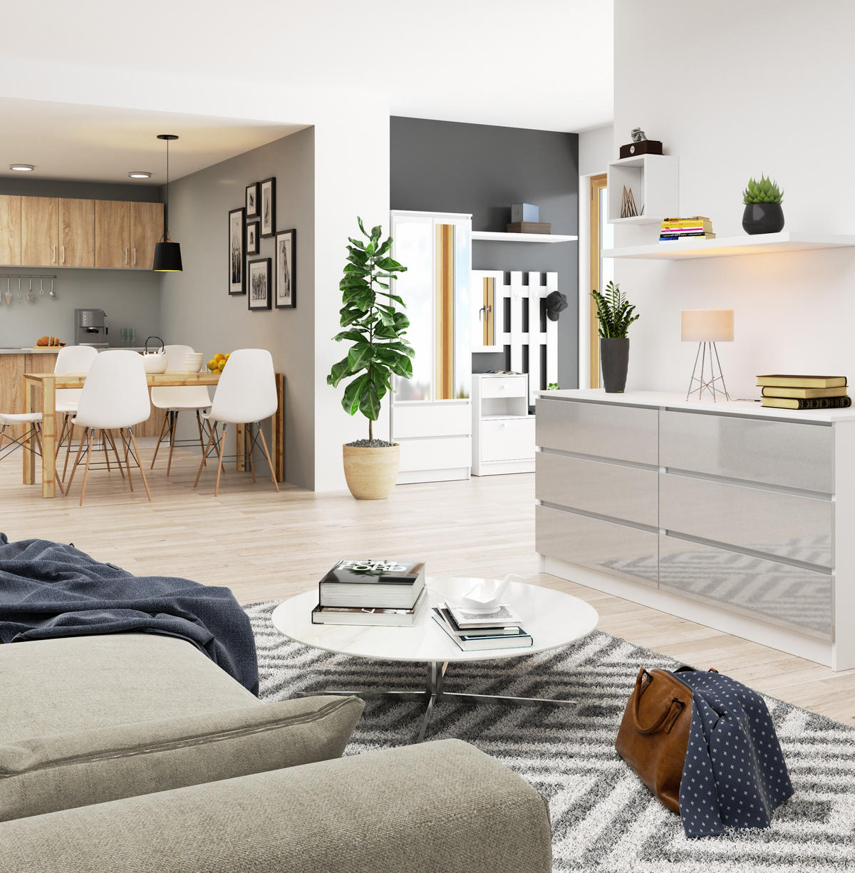 KOMMODE Weiß, Metallisch Glanz 77/160/40 - Weiß, Holzwerkstoff (160/77/40cm) - RAUMHIRSCH FURNITURE