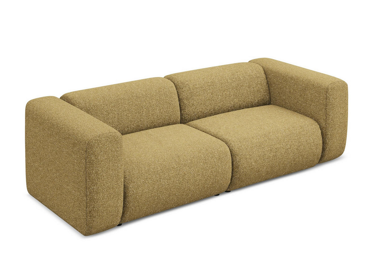 3-SITZER SOFA Strukturstoff Stoff Gelb - Currygelb/Gelb, Kunststoff/Textil (228/70/89cm) - Makamii