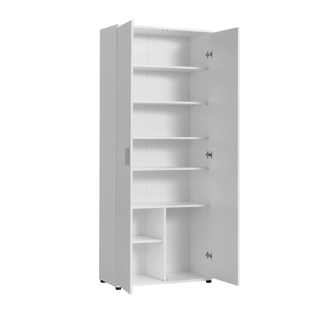 MEHRZWECKSCHRANK mit 2 Türen & 6 Einlegeböden in weiß - Weiß, Holzwerkstoff (35/184/75cm) - Home Collective