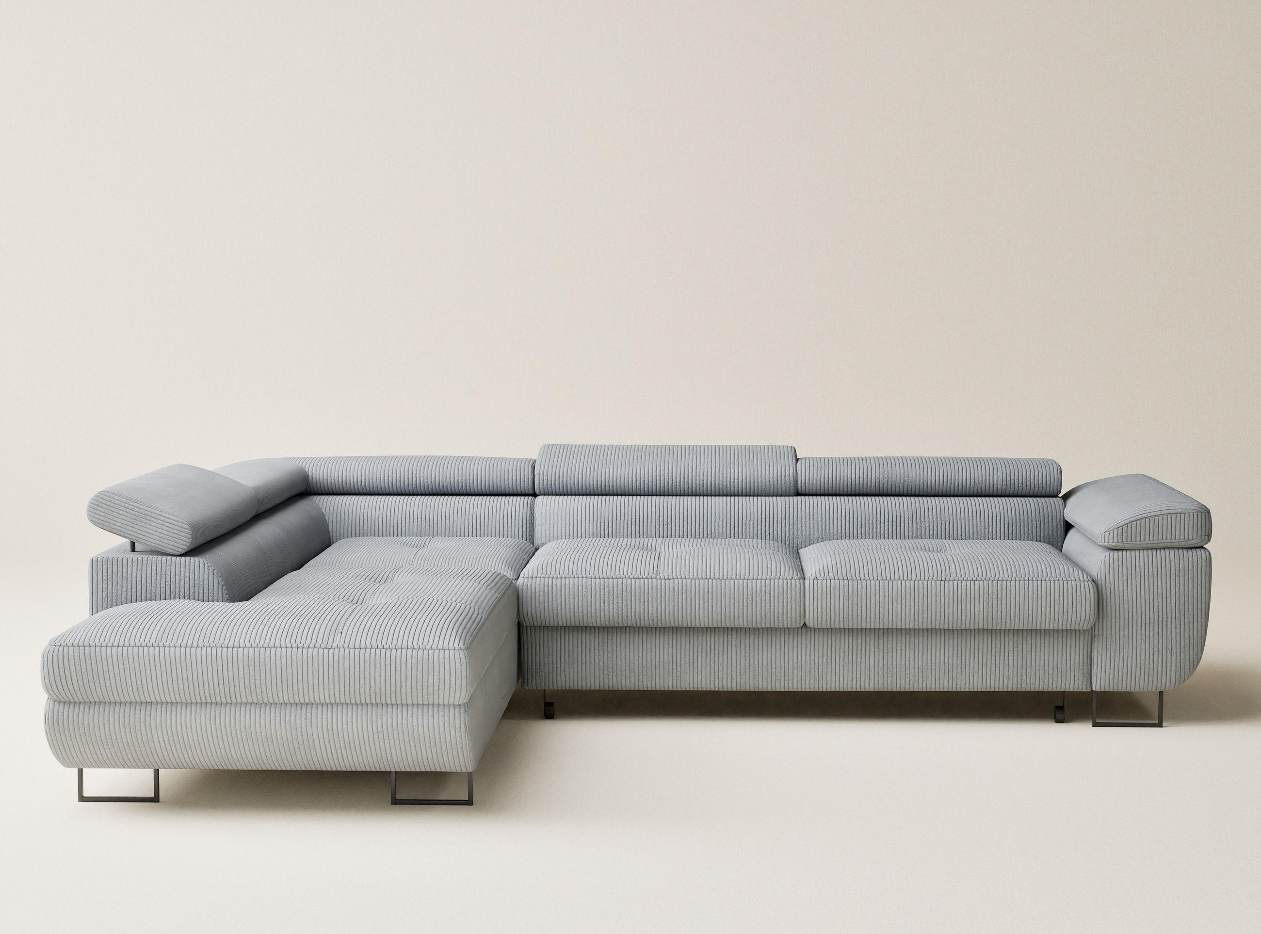 ECKSOFA MIT SCHLAFFUNKTION Concord Hellgrau Samtstoff - Hellgrau/Schwarz, Holz/Holzwerkstoff (203/277cm) - Maison de Reve