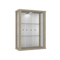 HÄNGEVITRINE 25/60/80 cm mit Spiegel, LED & 2 höhenverstellbaren Glasböden - Transparent/Silberfarben, Glas/Holzwerkstoff (60/80/25cm) - K-Möbel