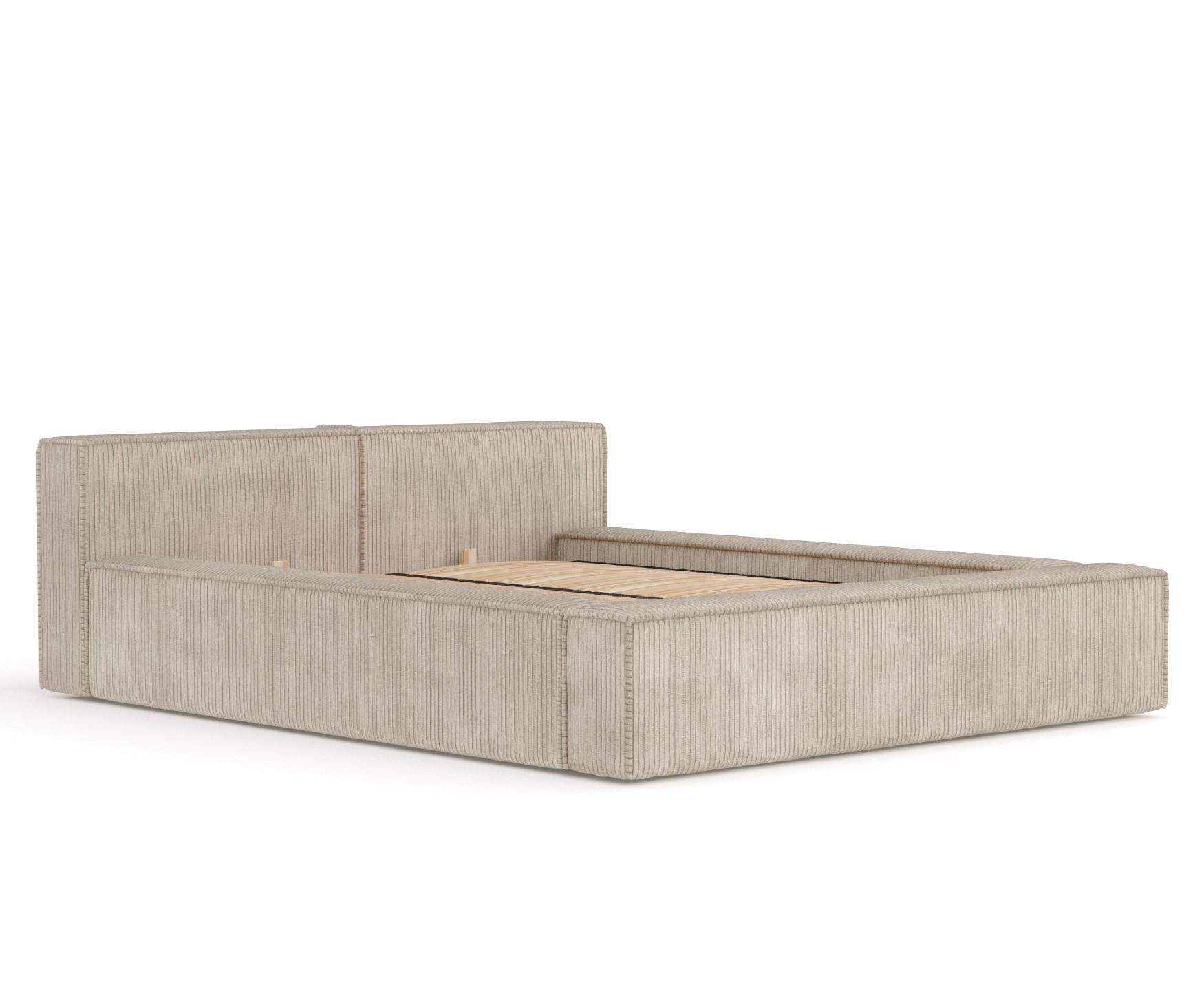 POLSTERBETT Voliera Beige 200/200 cm im Samtstoff - Birkefarben/Beige, Holz/Holzwerkstoff (200/200cm) - Maison de Reve
