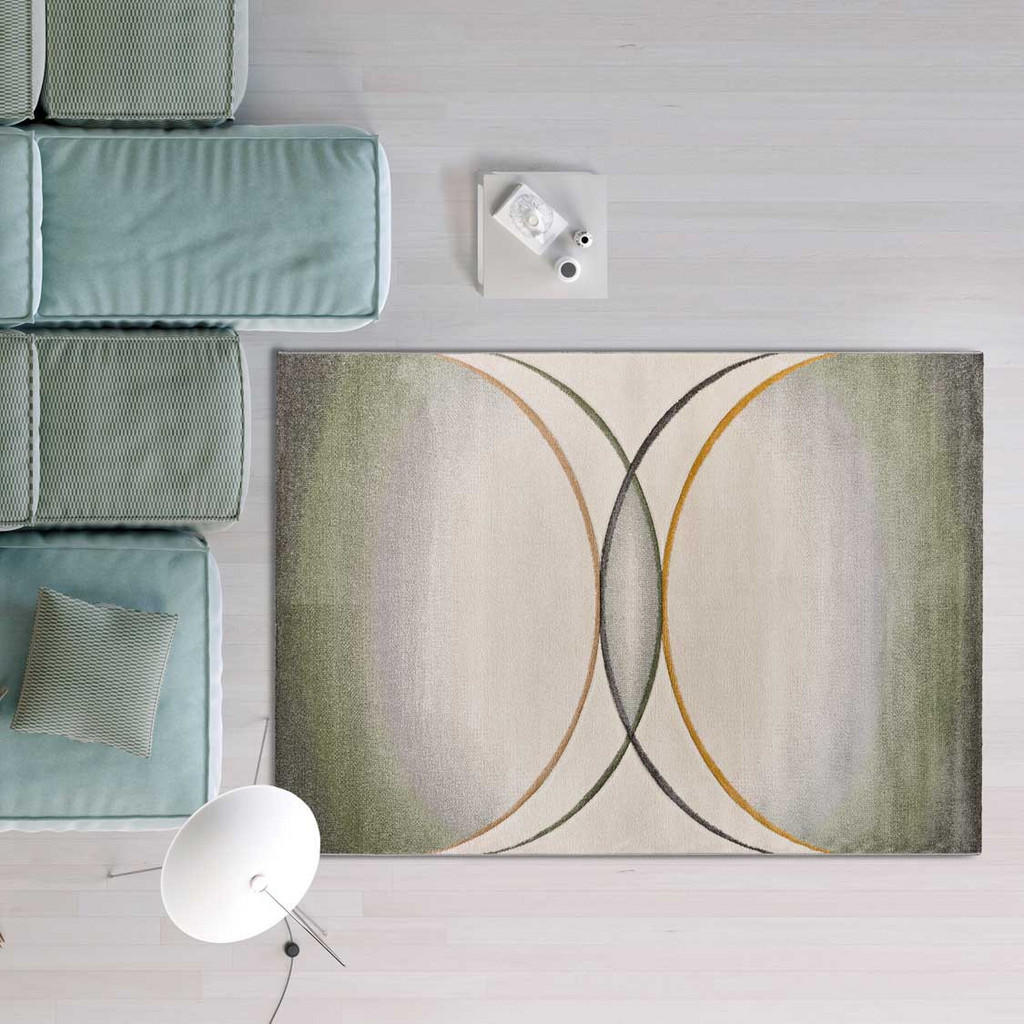 Thumbnail - Atticgo Webteppich, Grau, Grün, Textil, Grafikmuster, Rechteckig, 120x170 cm, Oeko-Tex® Standard 100, für Fußbodenheizun...