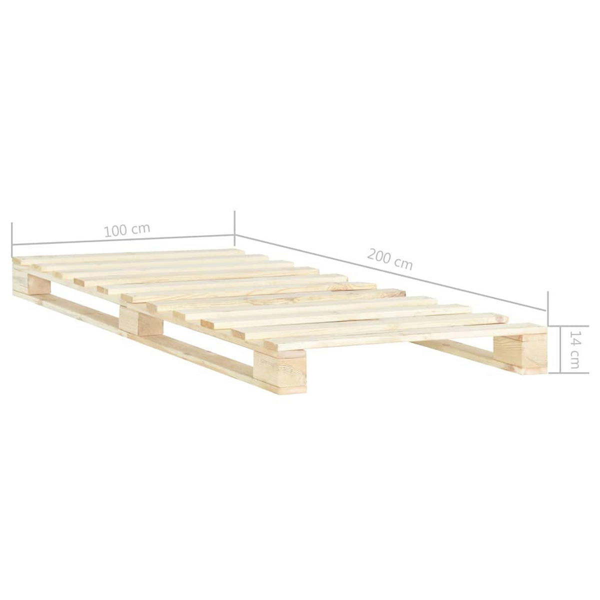 PALETTENBETT Massivholz Kiefer 100/200 Cm - Braun, Holz (100/200cm) - vidaXL