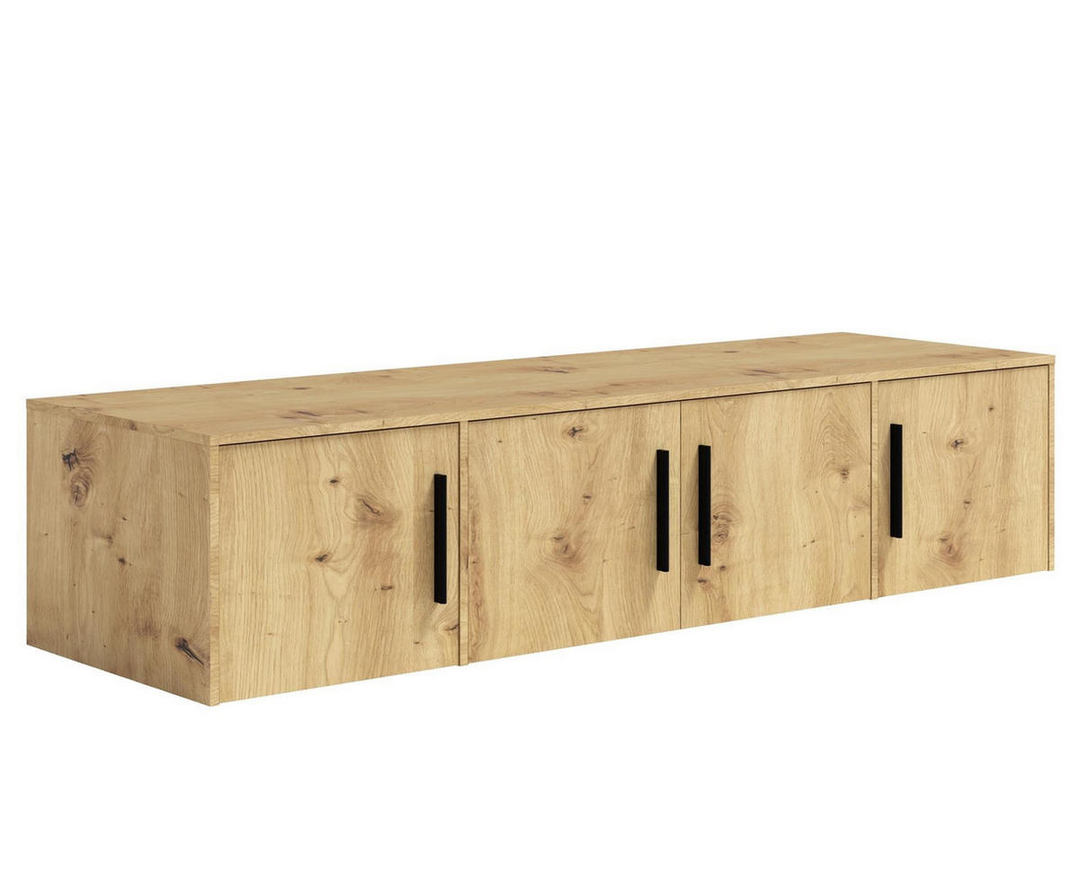 KLEIDERSCHRANK Maxivo Artisan Eiche, viertüriger Kippschrank mit Schubladen und Spiegel, Erweiterung - Schwarz/Eiche Artisan, Holzwerkstoff (198/248/59cm) - Bettso