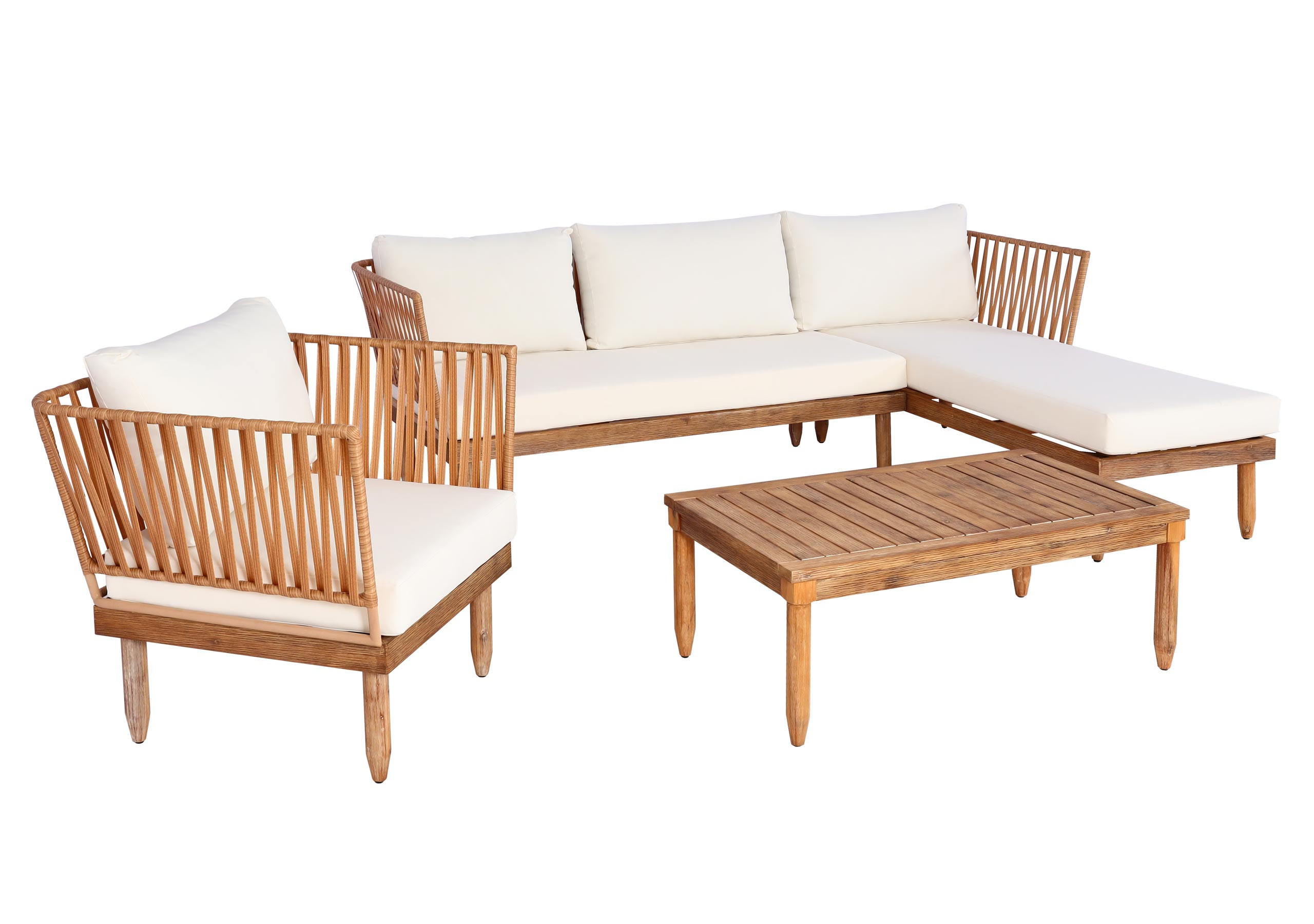 GARTEN-GARNITUR Braun, Weiß - Braun/Weiß, Holz - MCW
