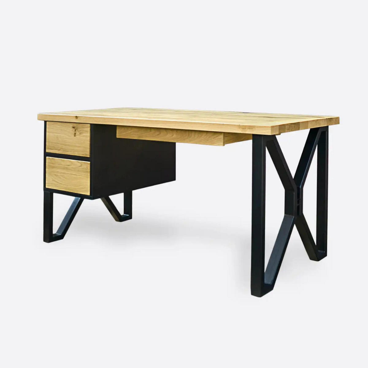 SCHREIBTISCH auf Metallbeinen fürs Büro GORAN - Eichefarben, Holz (70/150/75cm) - Rawood Furniture