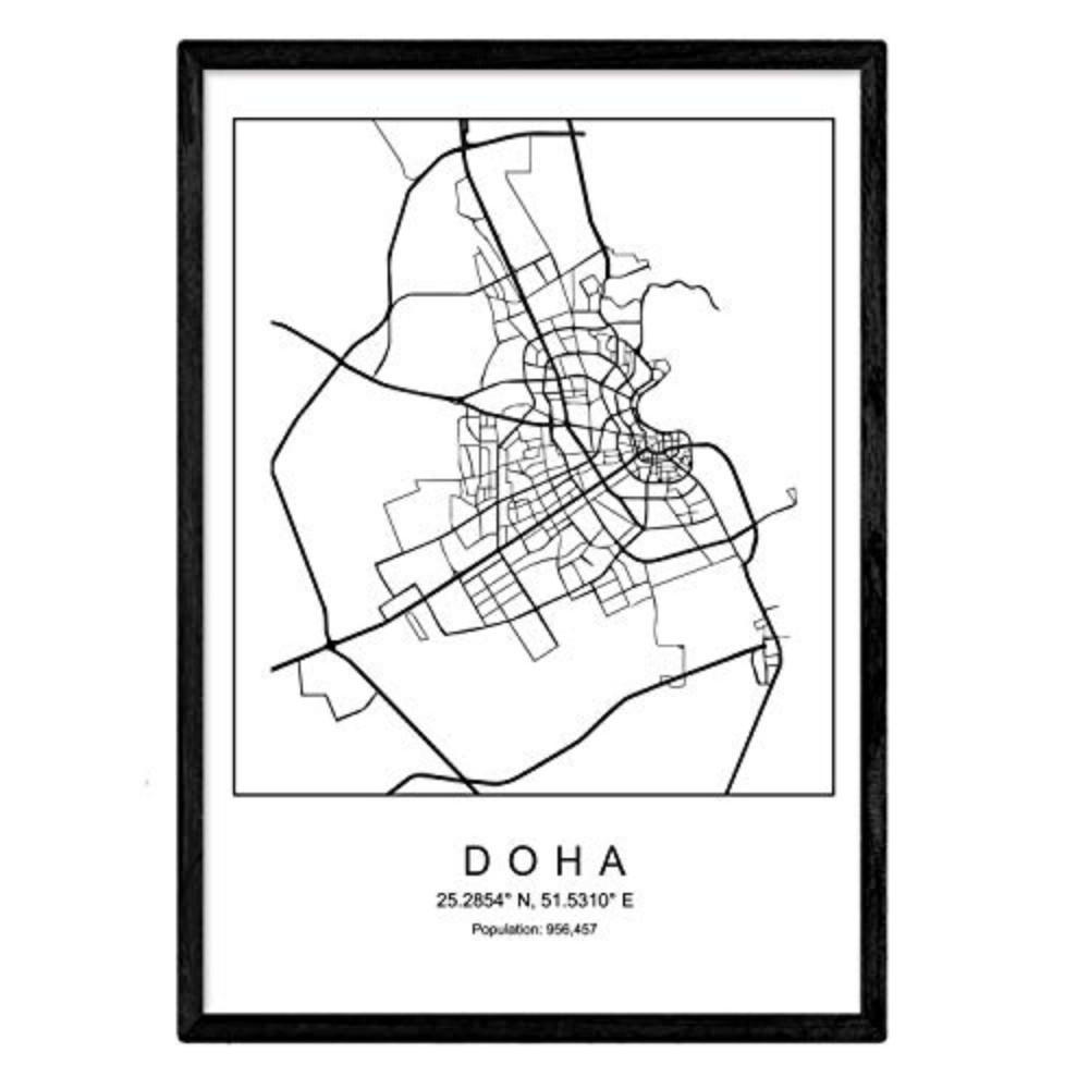 POSTER Dubai Stadtkarte – Nordisch A4 Rahmenlos - Klar, Papier (29.7/5/21cm) - Nacnic