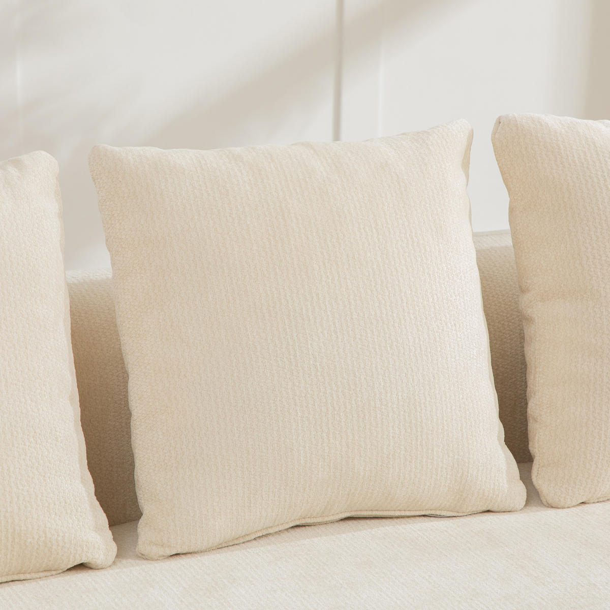 ECKSOFA Chenille Beige mit Kissen - Beige, Textil (270/172cm) - WISHDOR