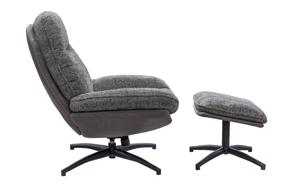 DREHSESSEL Genua, Webstoff, Grau - Grau, Textil (93/99/78cm) - dasmöbelwerk