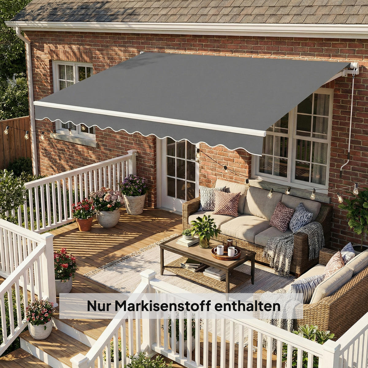 MARKISENBESPANNUNG aus Polyester Dunkelgrau - Dunkelgrau, Textil (337/250/25cm) - Outsunny