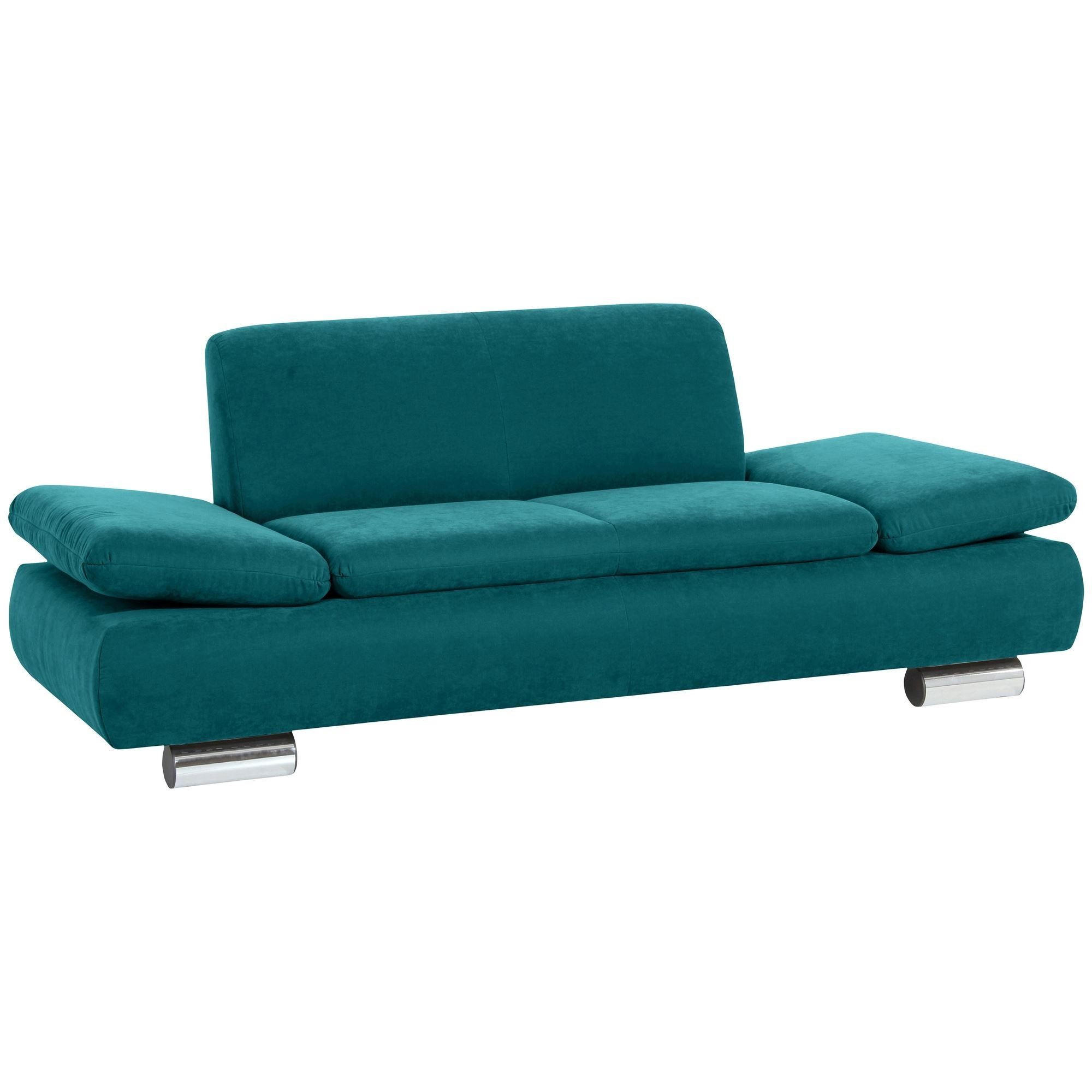 SOFA 2-Sitzer Kaye Bezug Veloursstoff Metallfuß verchromt / petrol - Blau, Kunststoff (190/76/90cm) - 58aufmkessel