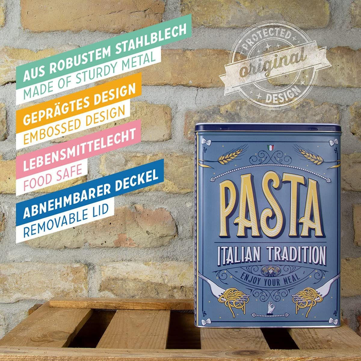 VORRATSDOSE XL Home & Country Pasta - Hellblau, Metall (19/26/8cm) - Nostalgic-Art