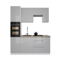 KÜCHENZEILE 240 cm Aspen K101-M240 in Grau/Hochglanz - Grau, Holz (240/212/60cm)