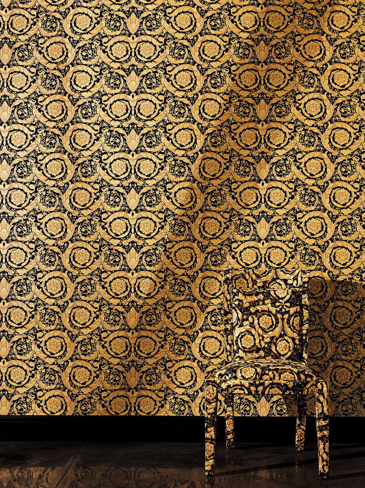 VLIESTAPETE 70/1005 cm - Goldfarben/Schwarz, Textil (70/1cm) - KUNSTLOFT