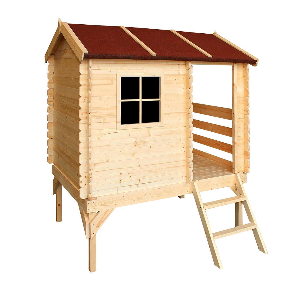 KINDERSPIELHAUS aus Holz - B146xL181xH205 cm/1,1m2 - M501B - Beige, Holz (146/205/182cm) - Timbela