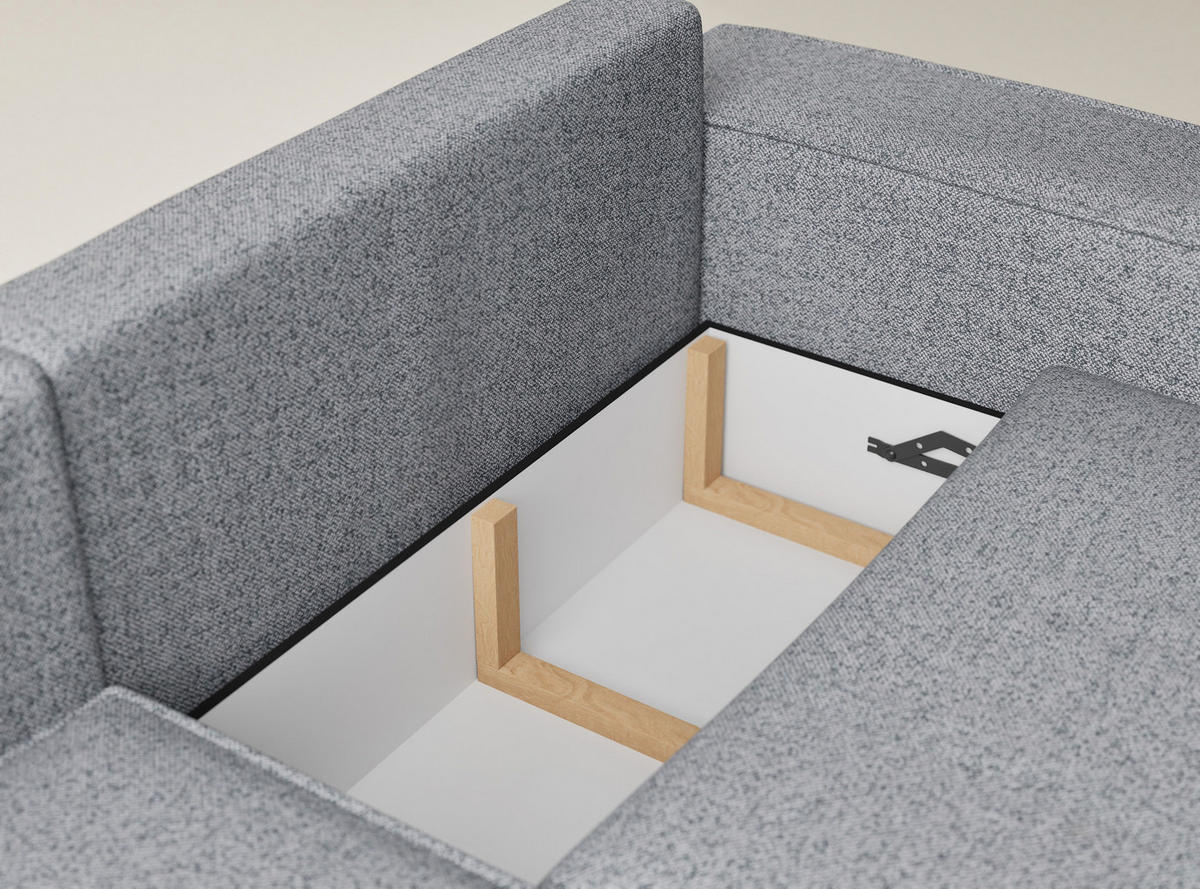 ECKSOFA MIT SCHLAFFUNKTION Tonga Grau Webstoff - Schwarz/Grau, Holz/Holzwerkstoff (105/253cm) - Maison de Reve