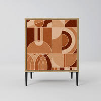 SIDEBOARD PRISM MOSAIC, Eichefarben, 57,5x42x72,5 cm, Schwarze Metallfüße - Eichefarben/Multicolor, Holzwerkstoff/Metall (57.5/72.5/42cm) - SpaceRebels