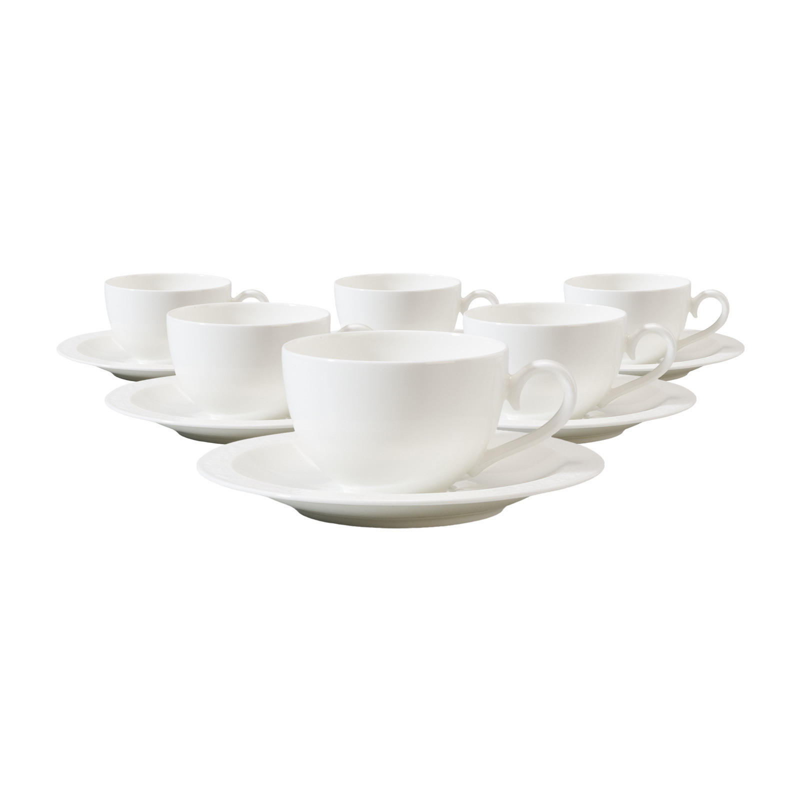 CAPPUCCINOTASSEN MIT UNTERTASSEN White Pearl weiß 310 ml 6er Set - Weiß, Keramik (18.5/9.3/18.5cm) - Villeroy & Boch