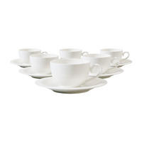 CAPPUCCINOTASSEN MIT UNTERTASSEN White Pearl weiß 310 ml 6er Set - Weiß, Keramik (18.5/9.3/18.5cm) - Villeroy & Boch