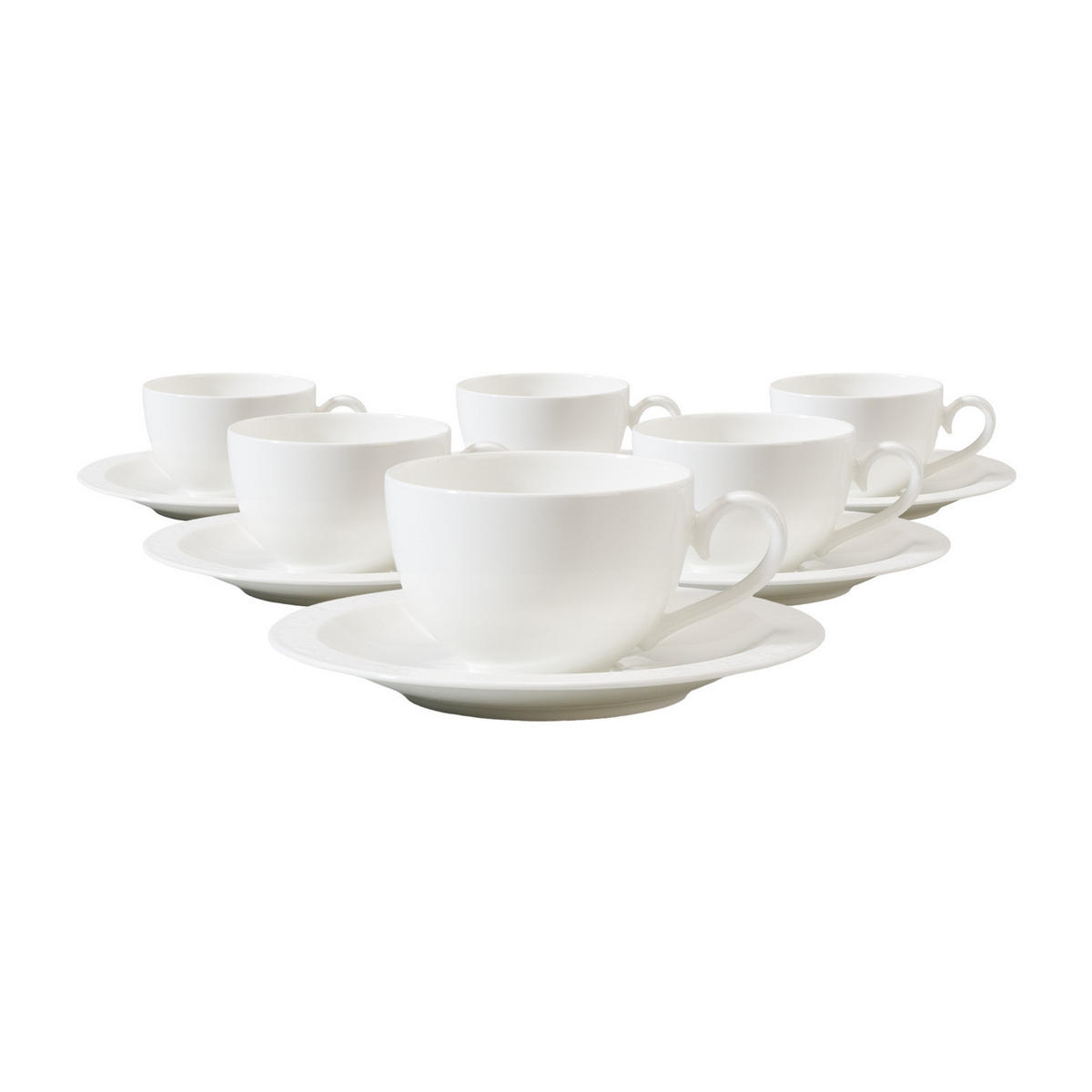 CAPPUCCINOTASSEN MIT UNTERTASSEN White Pearl weiß 310 ml 6er Set - Weiß, Keramik (18.5/9.3/18.5cm) - Villeroy & Boch