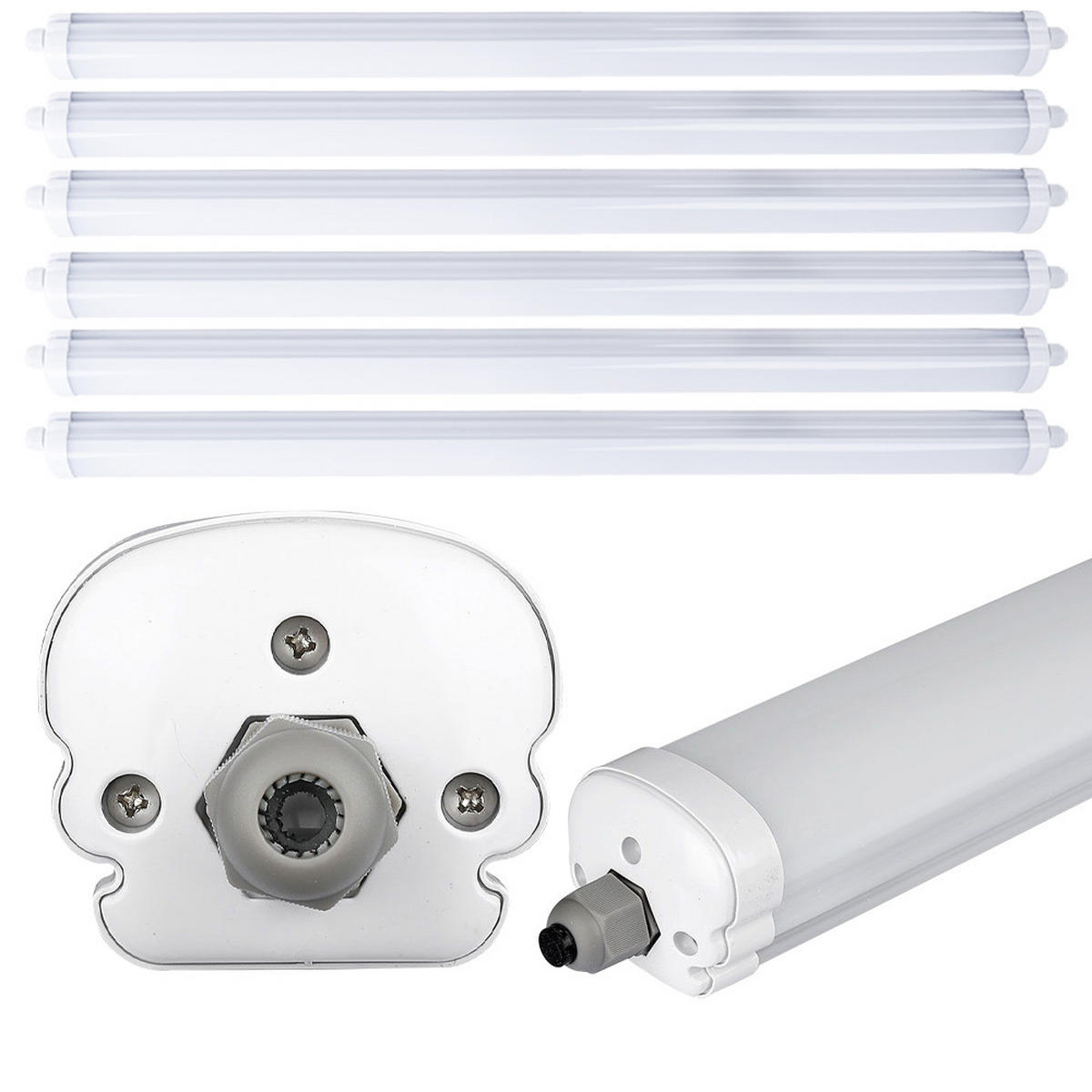 LED DECKENLEUCHTE Weiß Kunststoff 6er Set - Weiß, Kunststoff (120/6.5/5.8cm)