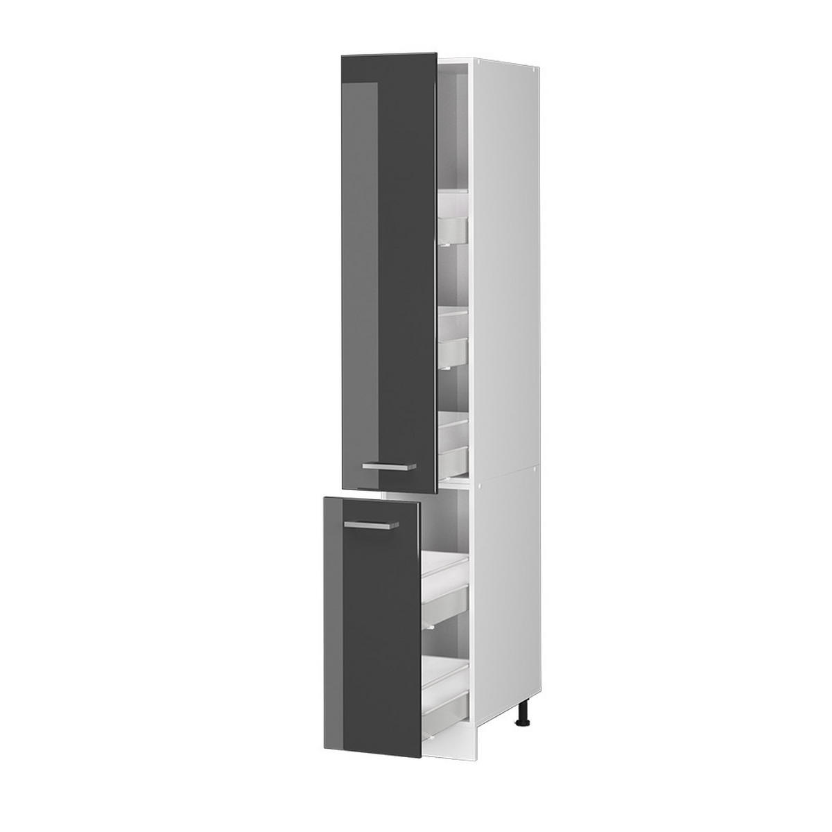 HOCHSCHRANK R-Line Anthrazit Hochglanz 30 cm mit Türen - Anthrazit/Weiß, Holzwerkstoff (30/207/57.2cm) - Vicco
