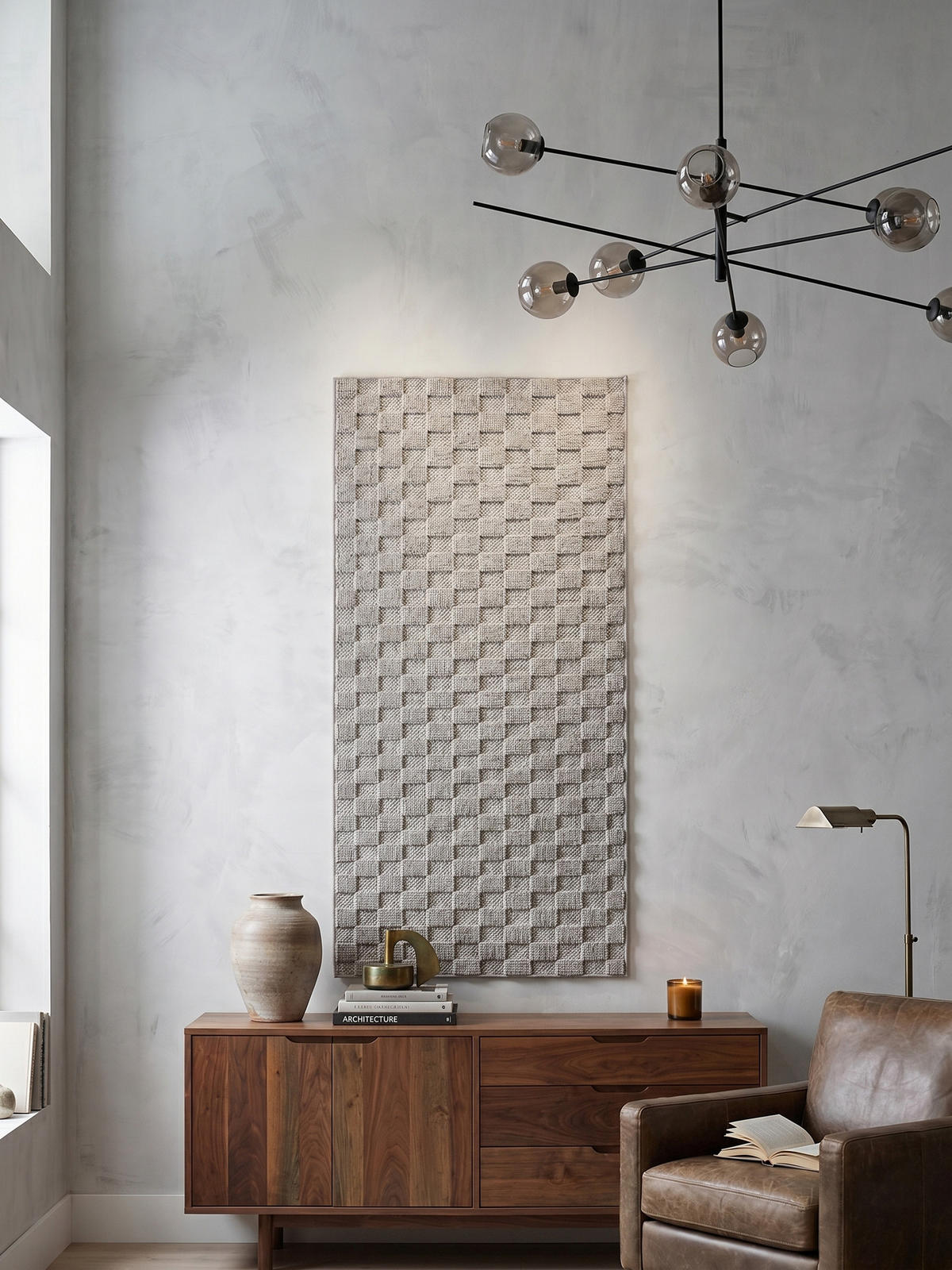 TEPPICH Flachgewebe LANGAU in Silber, mit Schachbrettmuster, 80 x 250 cm - Silberfarben, Textil (80/250cm) - KADIMA DESIGN