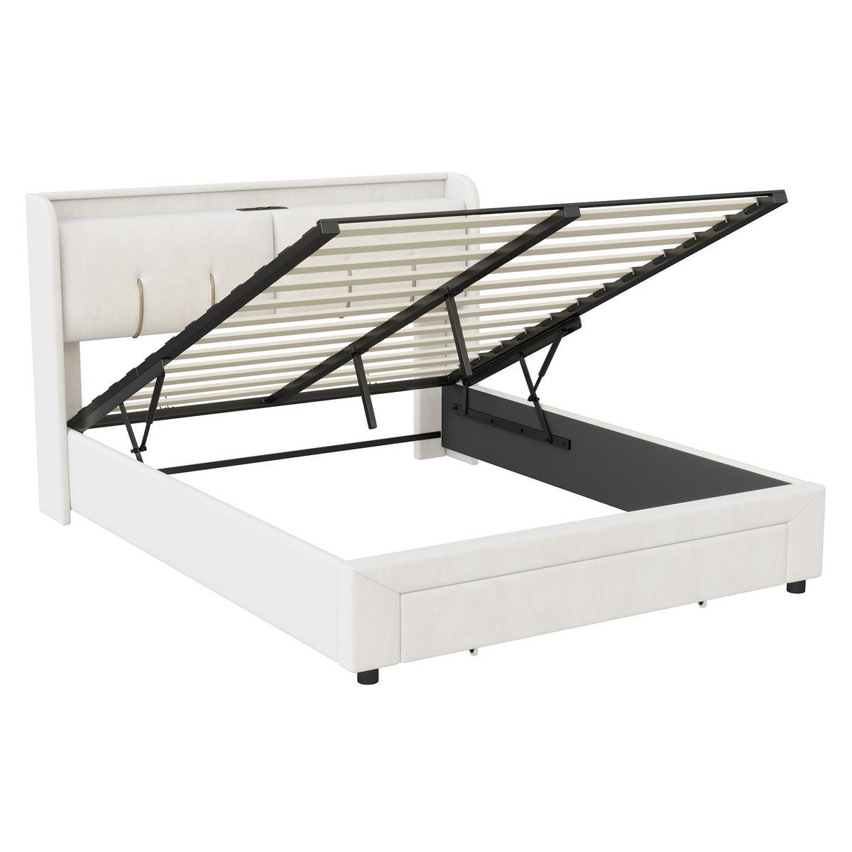 STAURAUMBETT 140/200 cm DE-32885 mit LED Beige - Beige, Holzwerkstoff (140/200cm) - ComfortXL