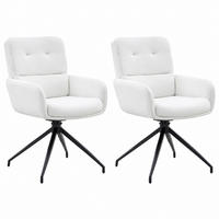 DREHSTUHL 2er-Set 360° drehbar ca. 85 cm PU Weiß/Schwarz - Schwarz, Metall (50/85/55cm) - Meubliv