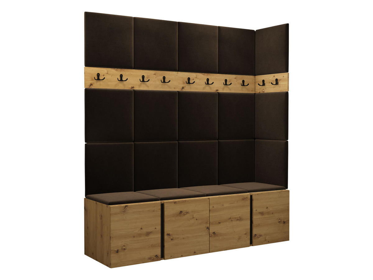 GARDEROBEN-SET Orion II - Eiche Artisan/Braun, Holzwerkstoff/Kunststoff (168/186/46cm) - MIRJAN24